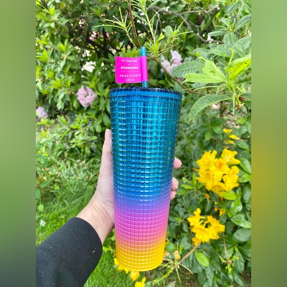 Starbucks NWT + Tim Singleton PRIDE Rainbow 24oz Gridded Tumbler “Kevin” - Picture 2 of 6